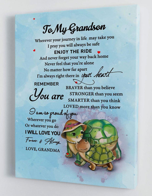 To My Grandson - From Grandma - Framed Canvas Gift GMS050 - DivesArt LLC
